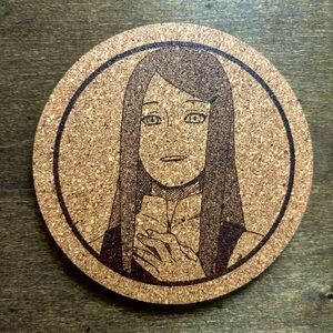 Naruto Kushina Laser Engraved Cork Coaster